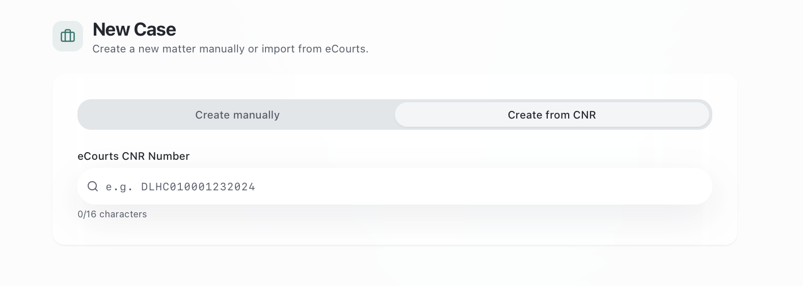 New case in LegalFlow — created from an eCourts CNR number